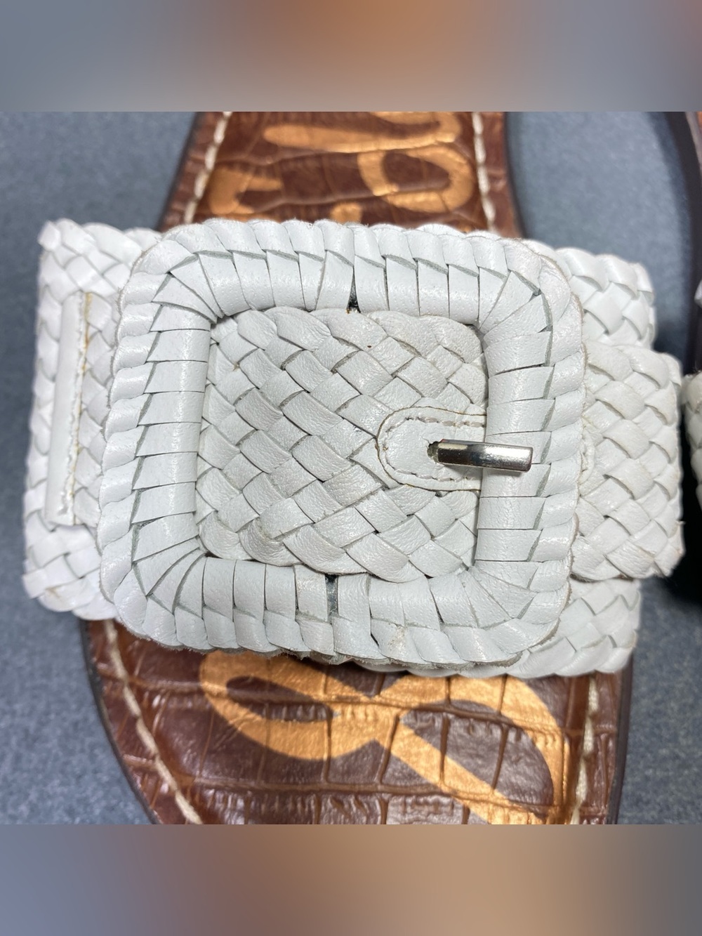 Sam Edelman-Gabriela White Woven Leather Flats Sandals w/Buckle Women’s Sz 9.5 M - Picture 11 of 16